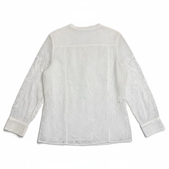 Soft Surroundings Fiori Lace Embroidered Button Front Top Ivory Pearl Women’s 3X - Picture 8 of 9